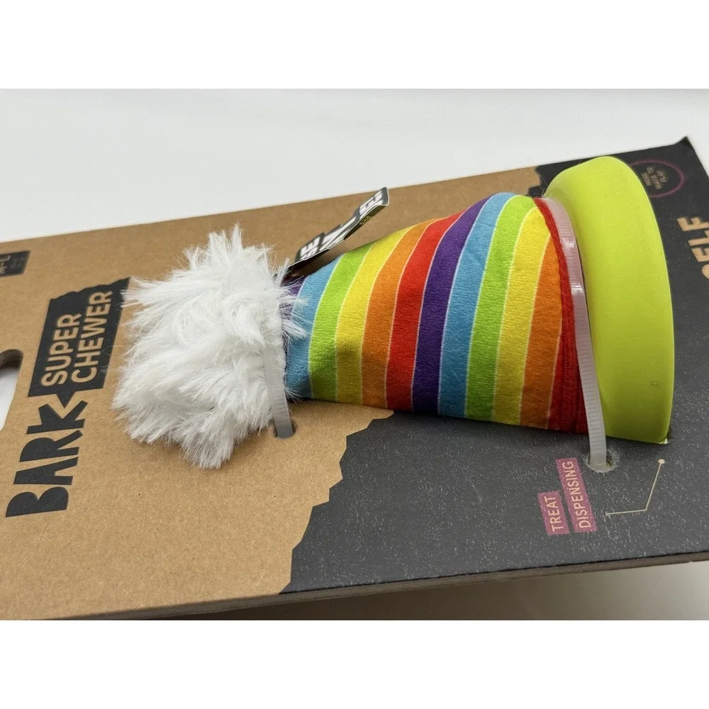 Bark Super Chewer Treat Yourself Dog Toy Rainbow Rip + Reveal Medium-Large
